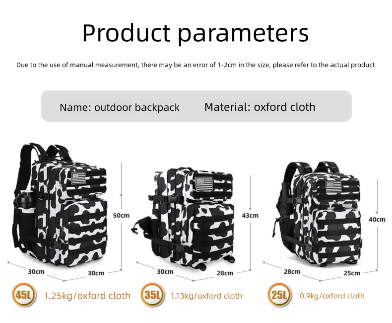 45L/35L/25L Tactical Backpack  - Outdoor Sport Gym ulasan dan harga